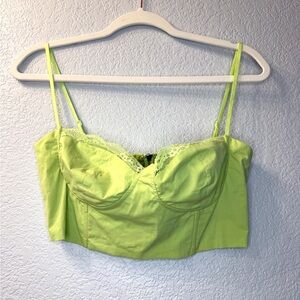 Princess Polly Lime Green Lace Trim Crop Top